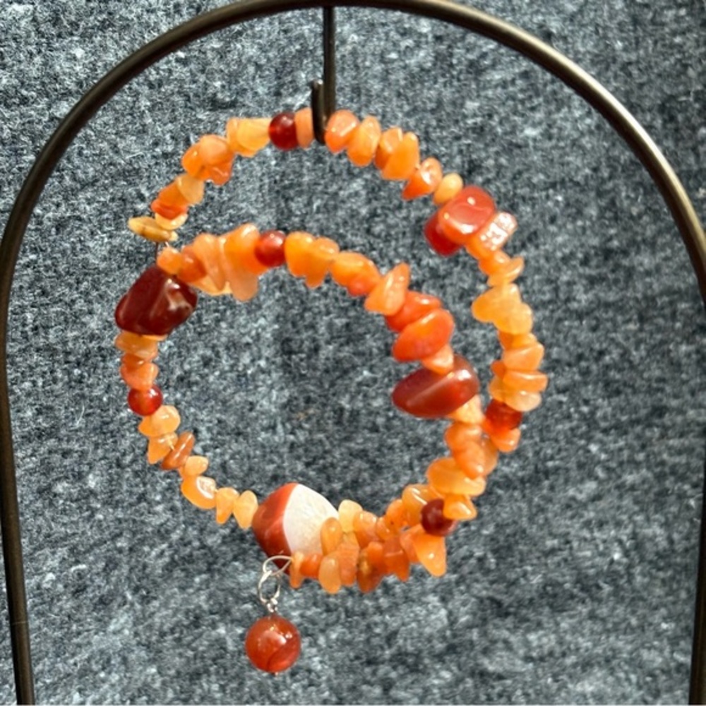 Vibrant Orange Beaded Bracelet with Semi-Precious Carnelian Stones
